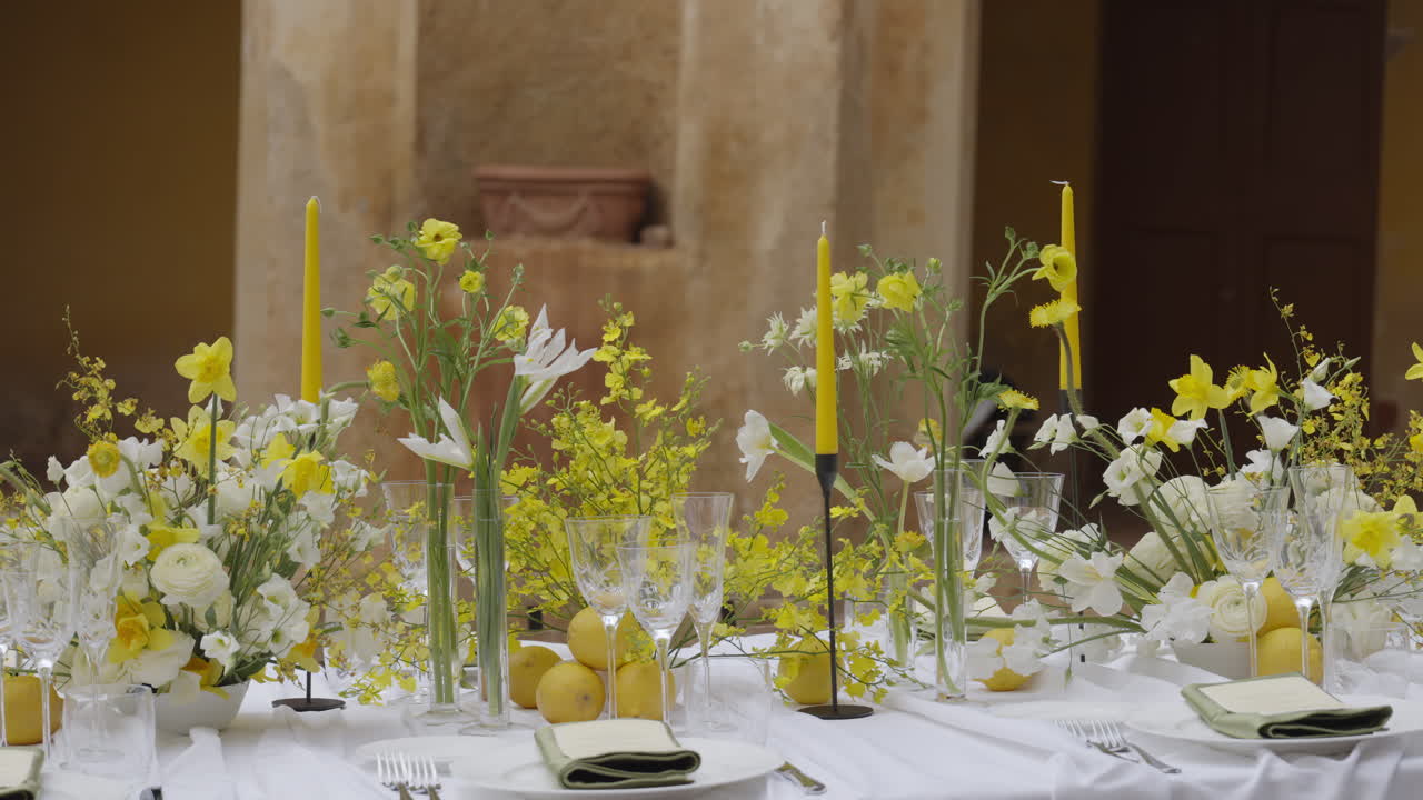 Elegant Yellow and White Floral Table Setting