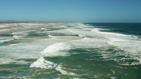 Paisaje-Marino-Escénico-En-El-Parque-Nacional-De-La-Costa-Oeste,-Sudáfrica---Toma-Aérea-De-Drones