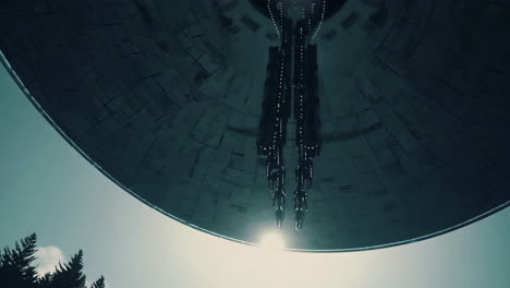 alien spaceship interior with people descending