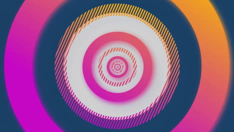 colorful concentric circles animation with striped patterns on blue background