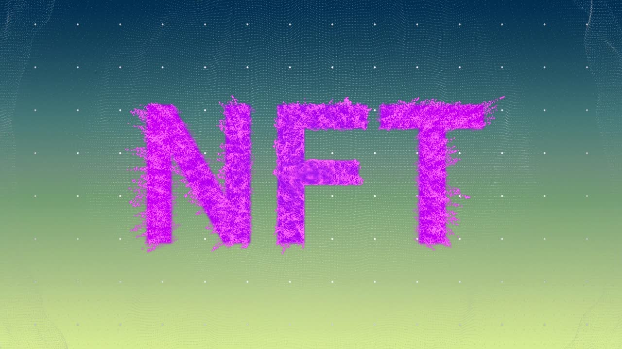 animación del texto de nft sobre la cuadrícula
