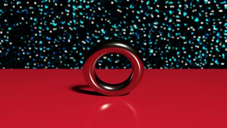 3d abstract looped motion design animation. metallic ring endless rolling on the smooth surface.