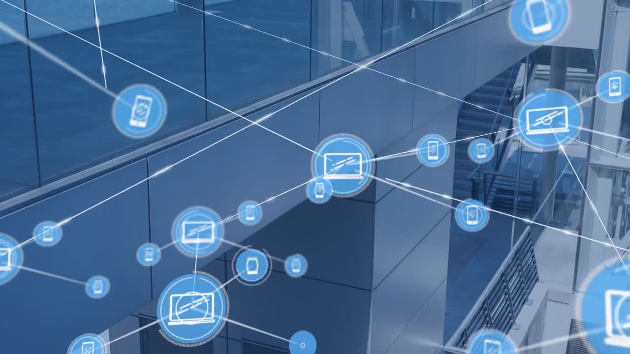 オフィス上のアイコンの接続ネットワークのアニメーション