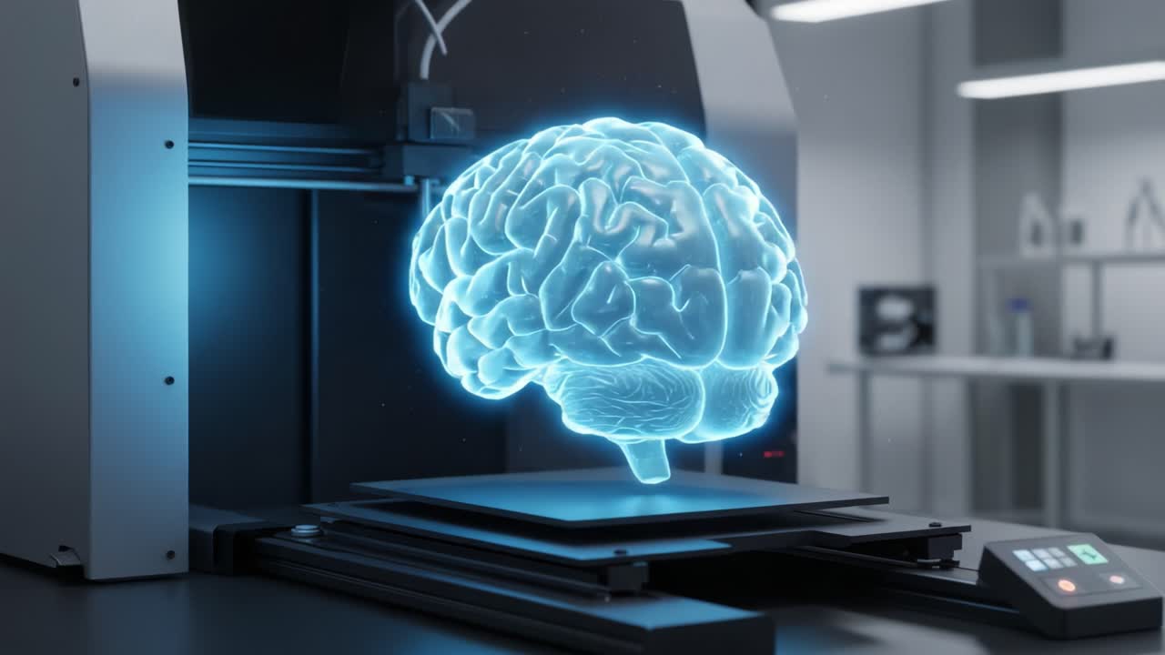 An Innovative 3D Printer Produces a Transparent Holographic Brain, Showcasing the Intersection of Technology and Neuroscience in Cutting-Edge Research and Development