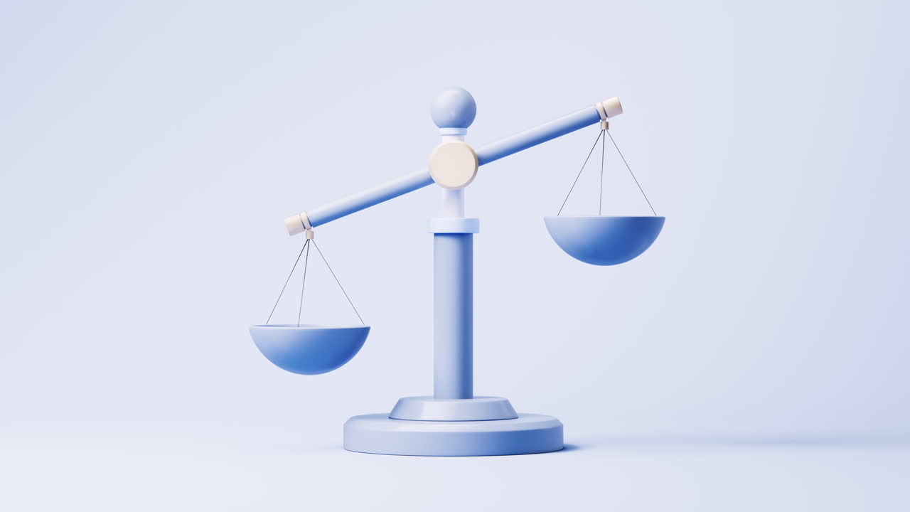 3d 렌더링으로 판단 균형 스케일의 루프 애니메이션