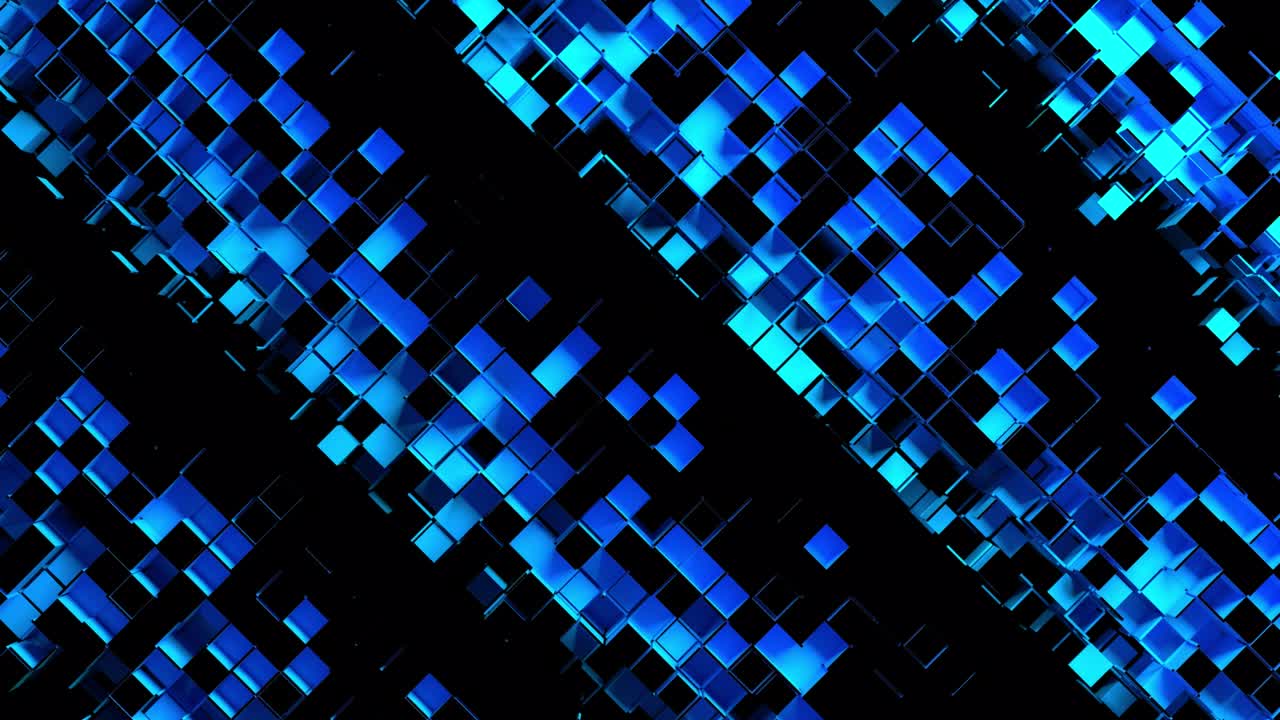 Abstract strips of square mosaic cells on black background