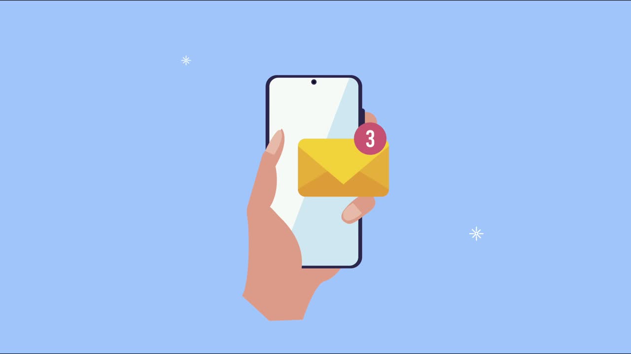 hand with smartphone and email social media