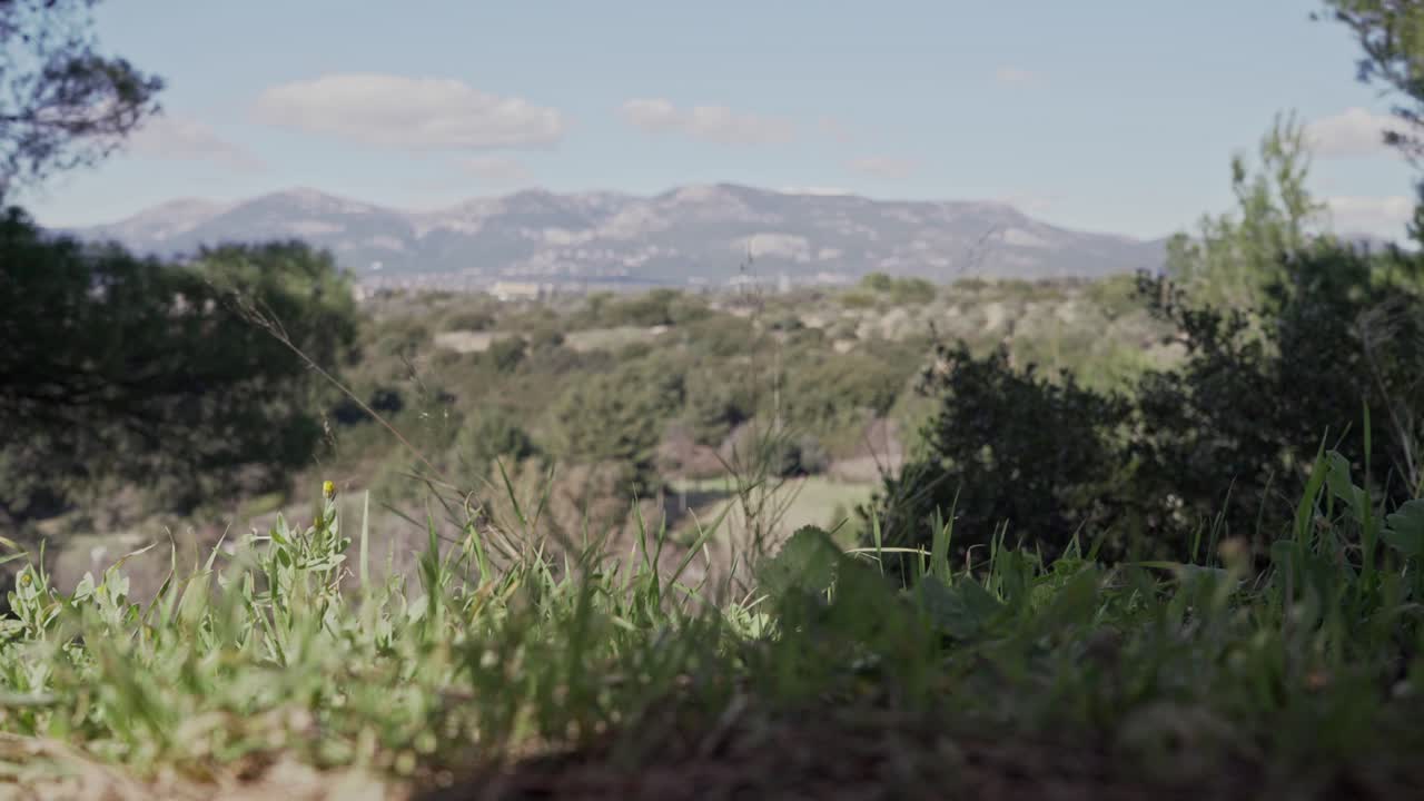 inclinación revelada del suelo a la montaña, montaña parnitha, atenas, grecia