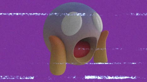 animación del icono emoji asustado sobre la pantalla con ruido