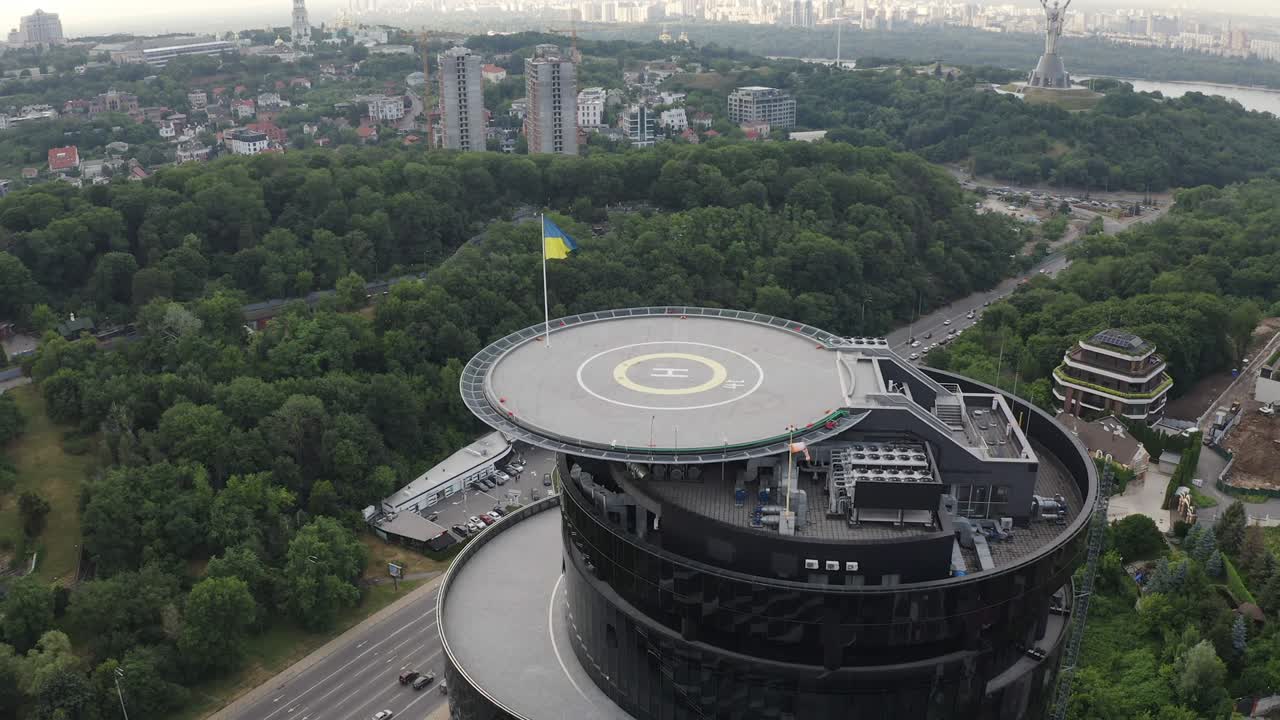Helicopter Helipad on the Roof Top of Buciness Building