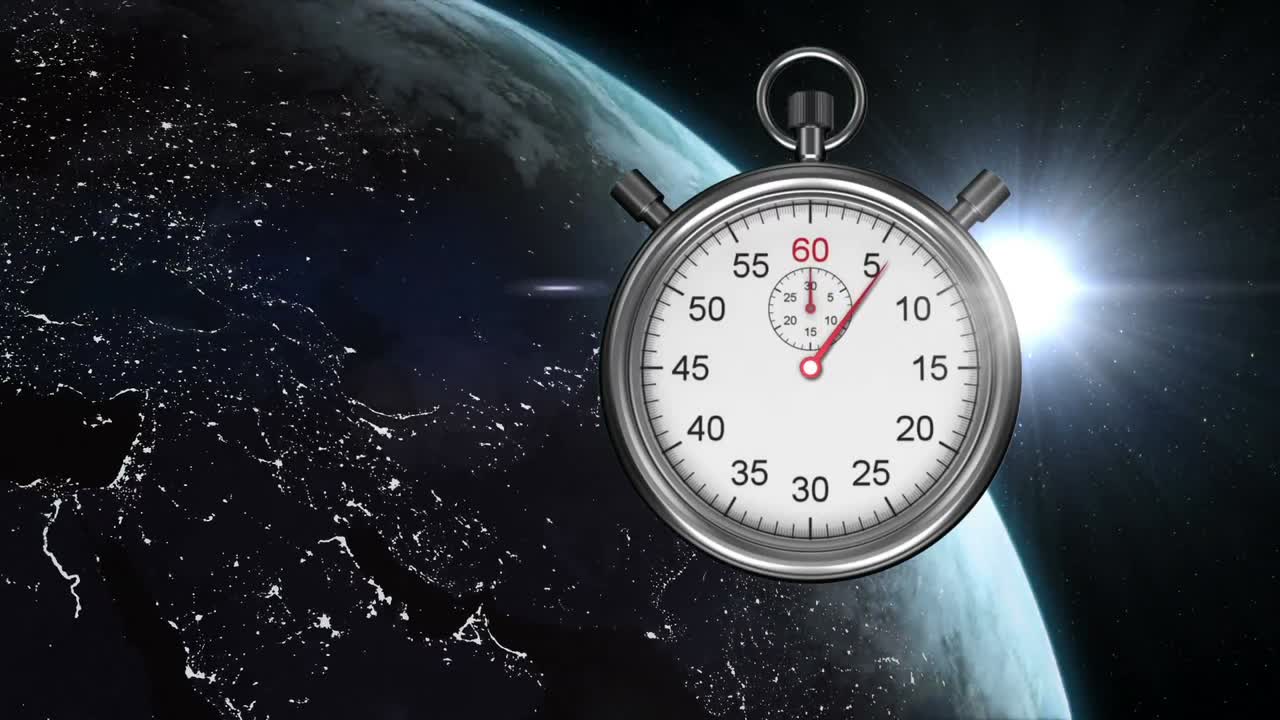земля из космоса и секундомер