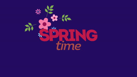 tiempo de primavera con flores de colores en degradado azul