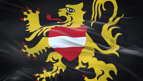 flämische brabant (region belgien) flagge, die im wind mit sehr detaillierter stofftextur weht. nahtlose schleife