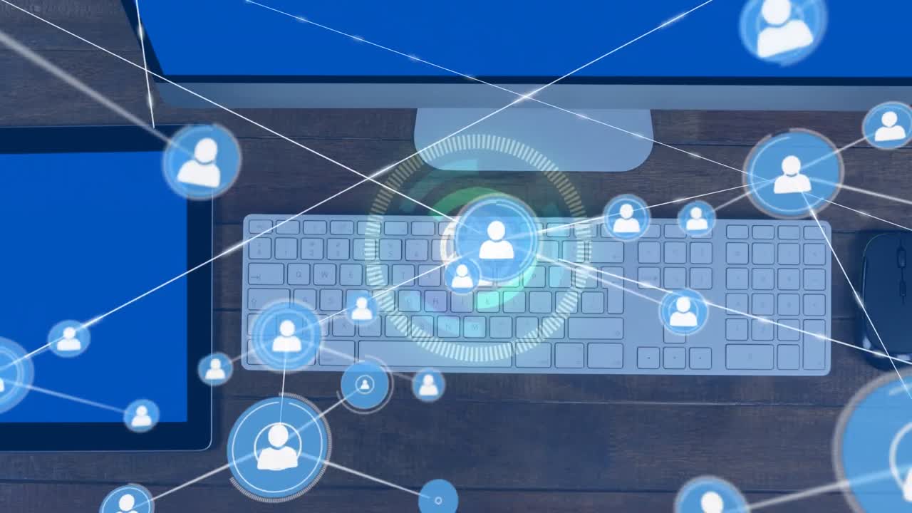 Animation of network of connections over office