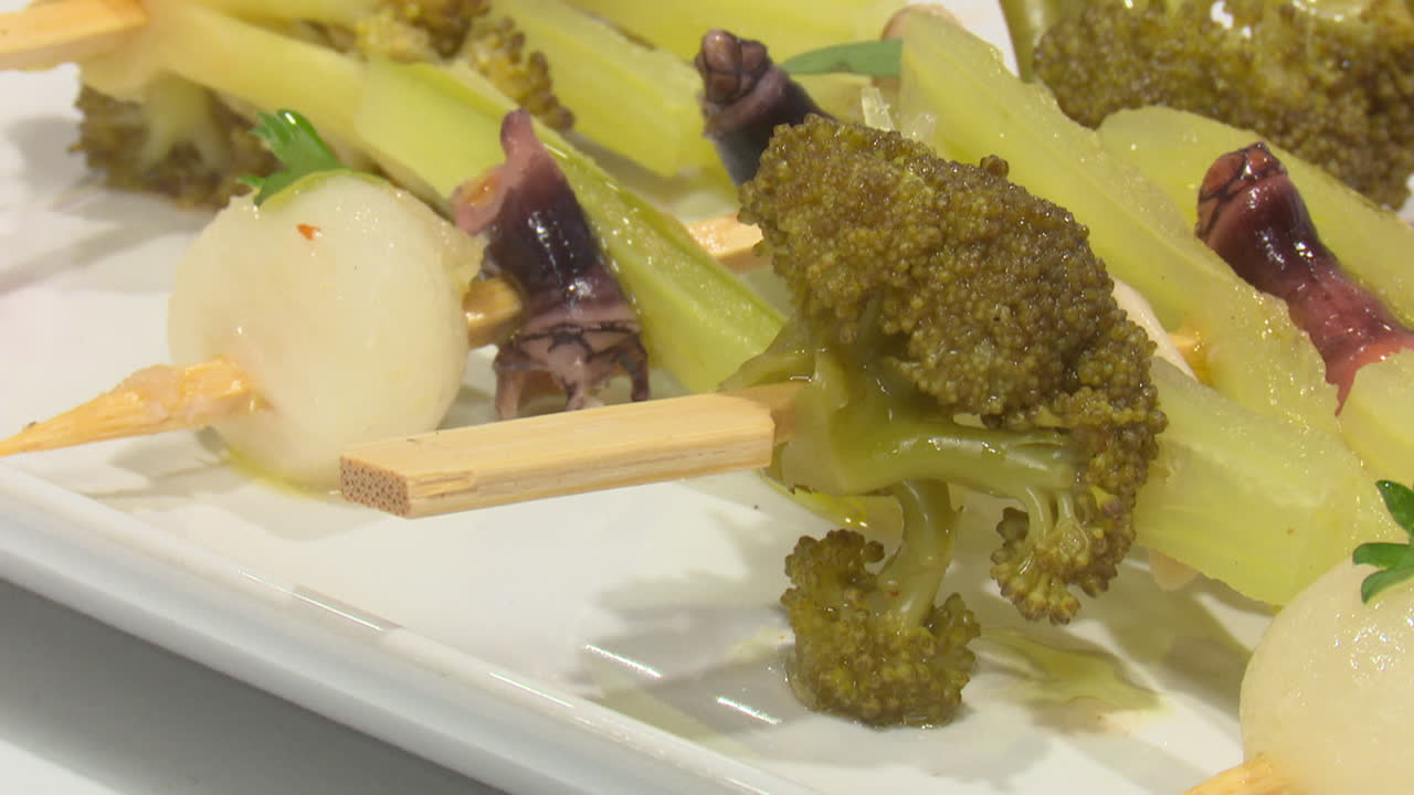 Colorful Vegetable and Seafood Skewers