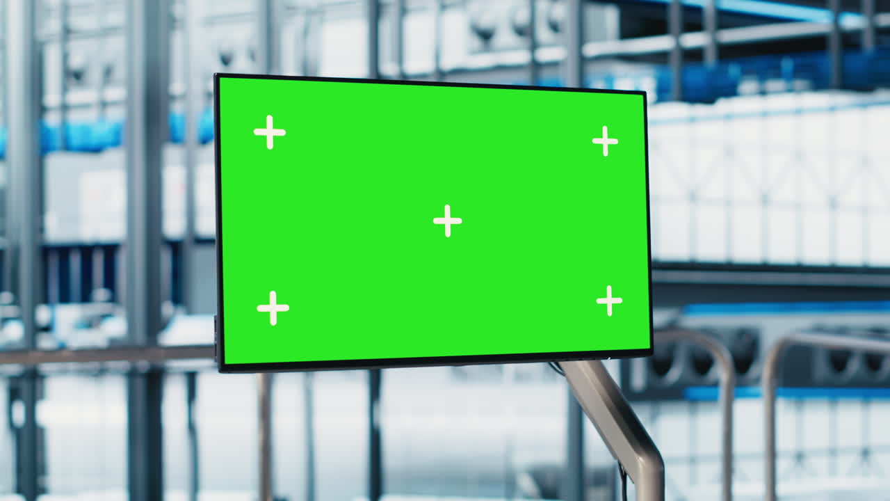 Industrial plant mockup display visualizing robotic arms performance metrics