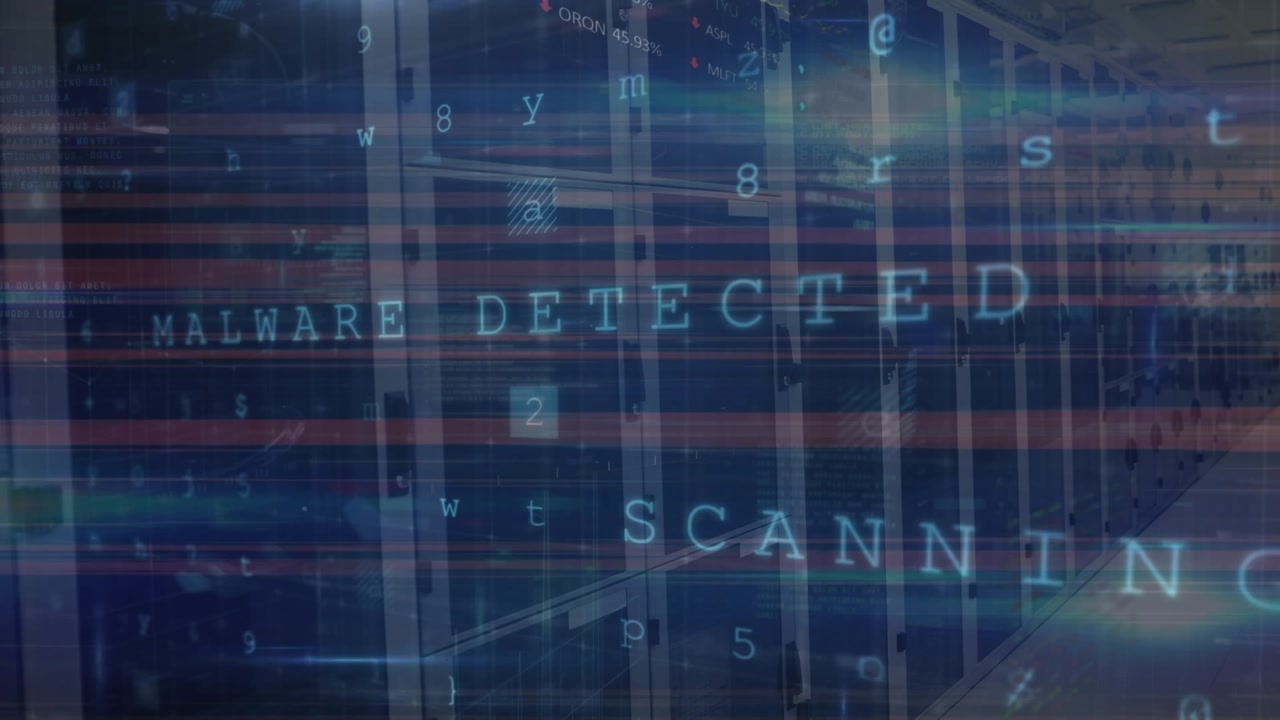 Animation of data processing over server room