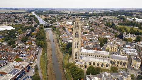 scenic beauty of boston, lincolnshire, in mesmerizing aerial drone footage: port, ships, saint botolph church , saint botolph's bridge