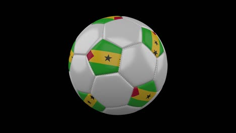 pelota de fútbol con bandera sao tomé y príncipe bucle 4k con alfa