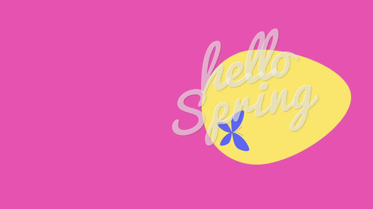 Hello Spring with easter egg on pink gradient
