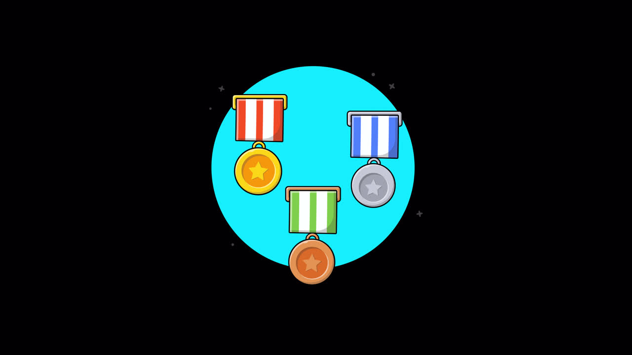 Animated Gold, Silver, and Bronze Medals for Achievement
