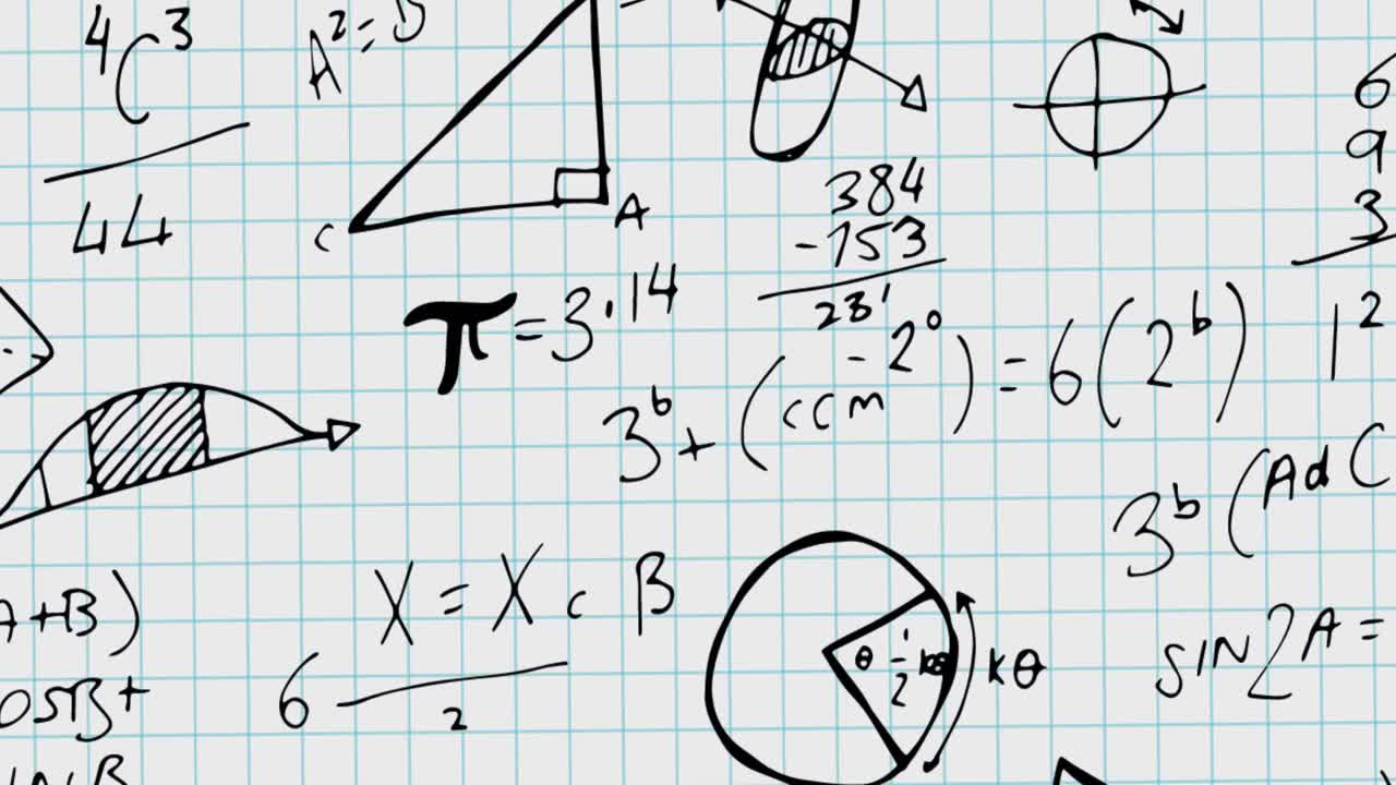 Animation of mathematical equations on white background