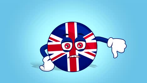 cartoon great britain united kingdom  dislike thumb down with face animation with alpha matte