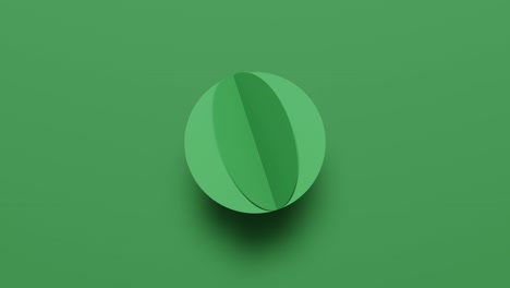 3d rendering green geometric shape rotates in random direction. abstract simple seamless loop animated background