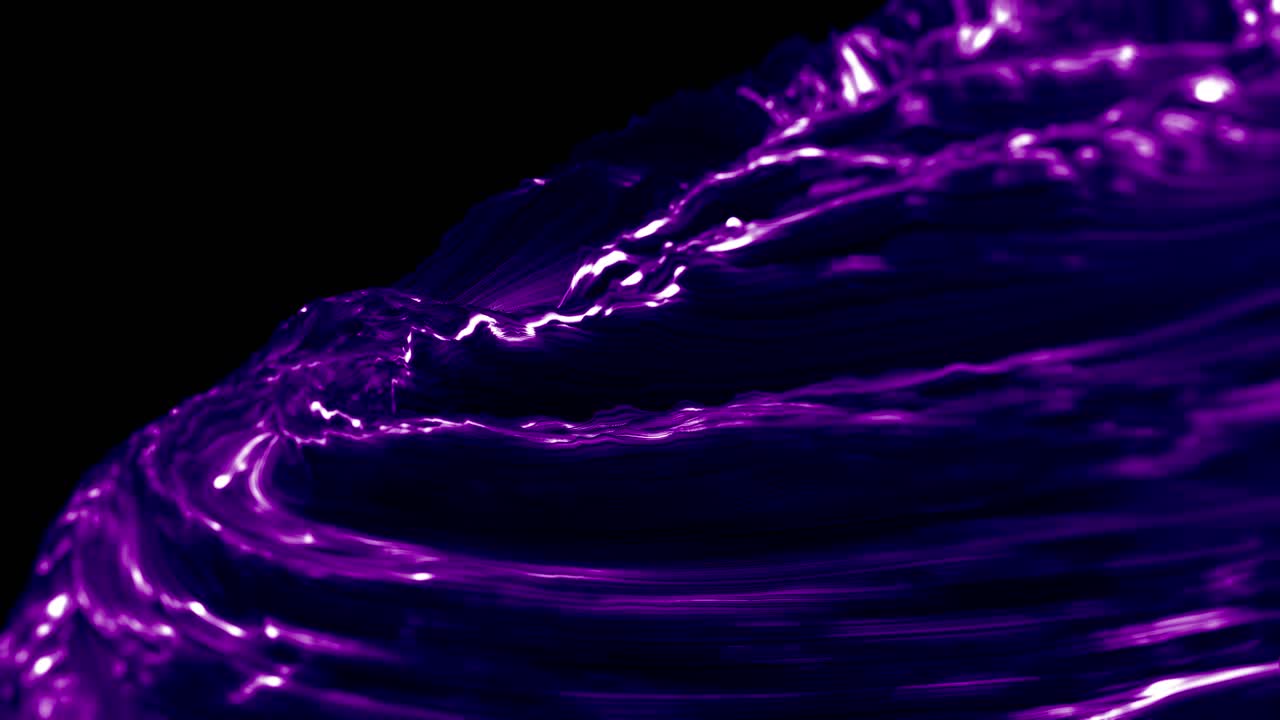 Purple wavy swirling whirlpool on dark background. 3d animation loop