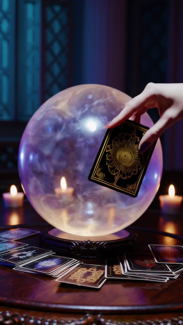bola de cristal y cartas del tarot