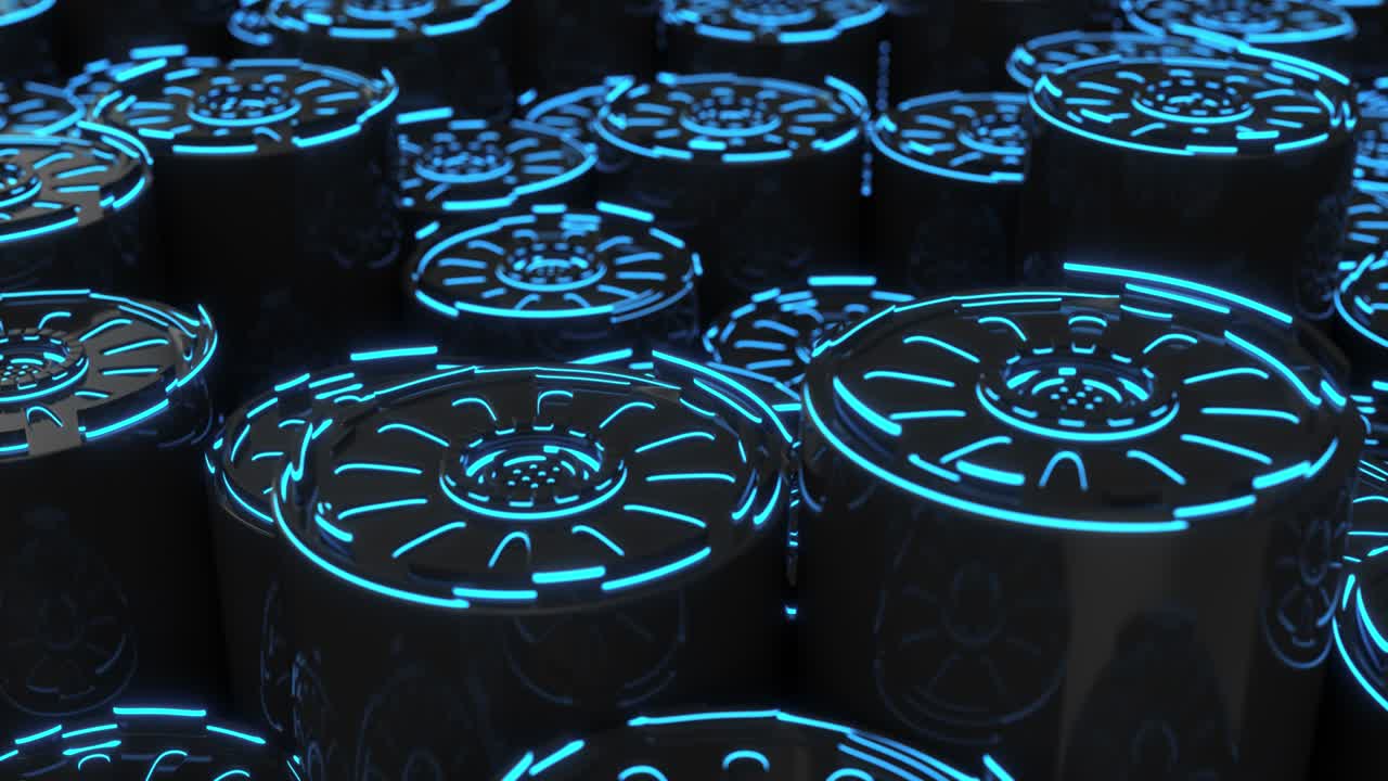 Technological background loop with blue glowing lines