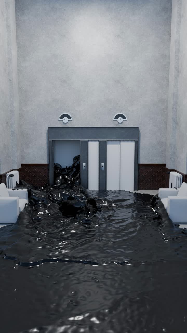 inundación del ascensor en un edificio moderno