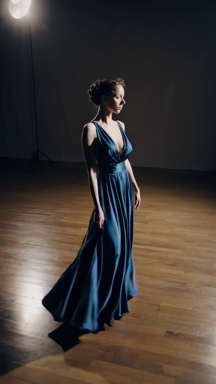 Elegant Woman in a Blue Gown