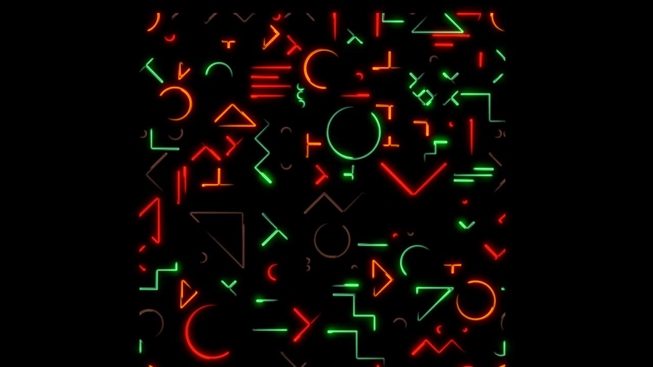 fondo sin costuras popular. formas geométricas 2d con contorno móvil de neón. video 4k.