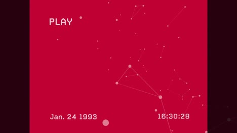 animación de la interfaz de texto de reproducción en pantalla con glitch y redes