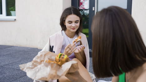 friends having lunch outdoors