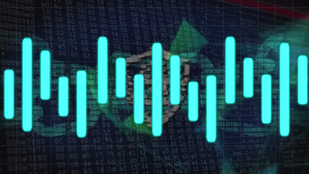 Animation of graphs, block chain and digital padlock