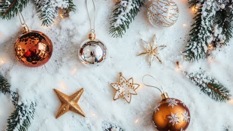 christmas decorations on snow