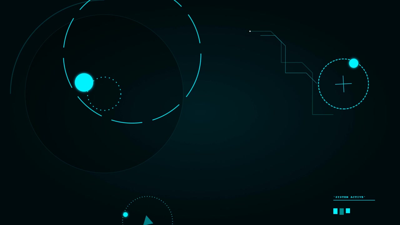 Abstract Digital HUD Interface with Moving Geometric Elements