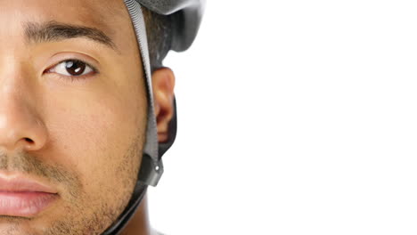 Cyclist-man-portrait-close-up-half-face-character-series-isolated-on-pure-white-background