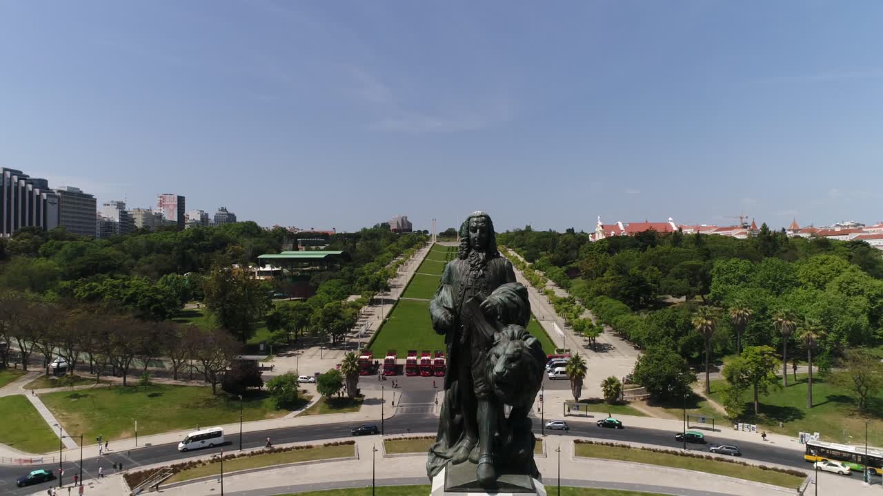 lisboa, portugal paisaje aéreo de la ciudad parque eduardo vii y plaza marques de pombal