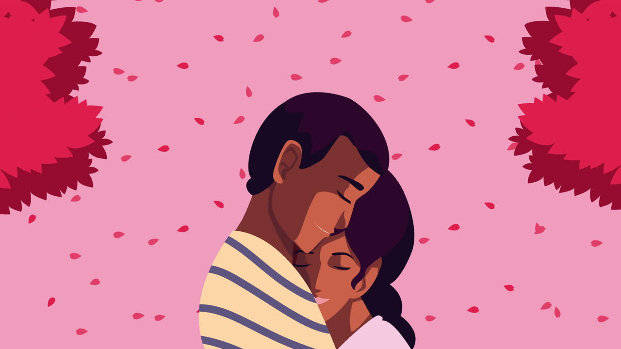 счастливый день святого валентина с парой влюбленных афро