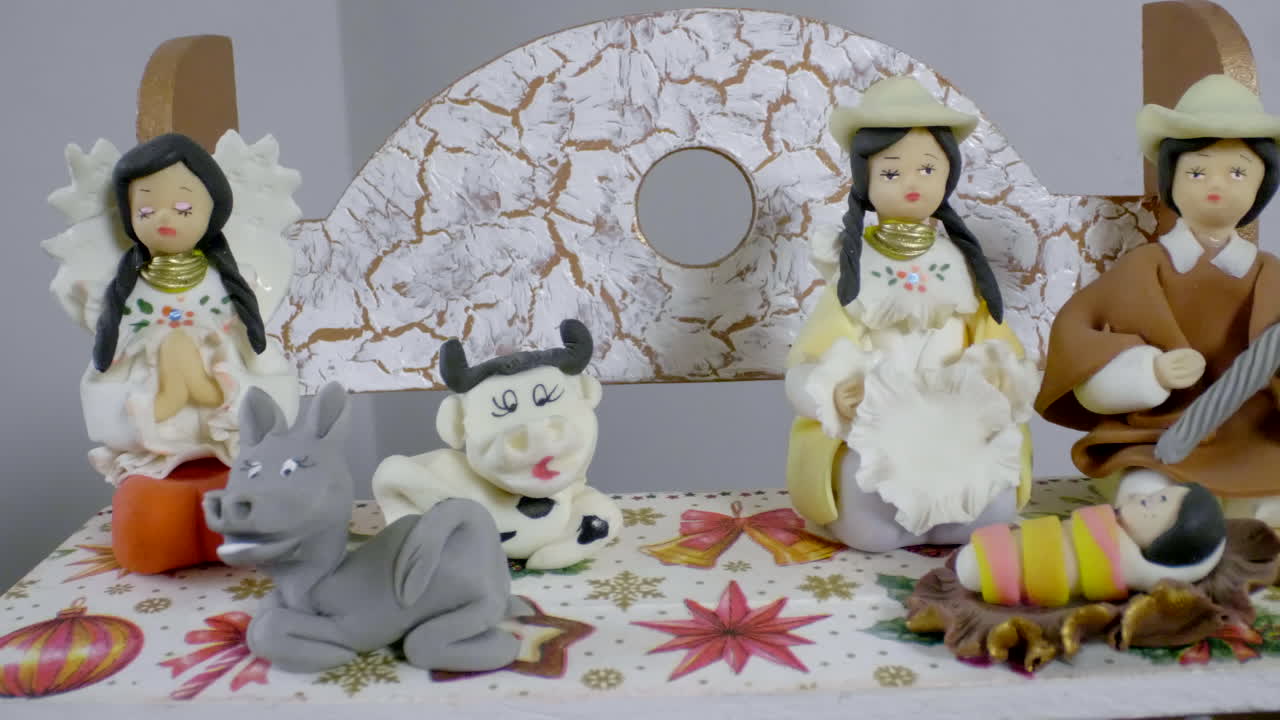 크리스마스 출생 장면의 캐릭터 클로즈업 샷