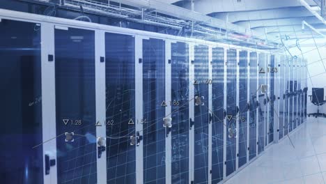animation of data processing over server room