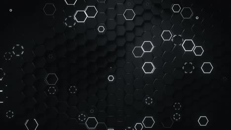 patrón futurista con hexágonos negros bucle sin costuras animación de renderizado en 3d