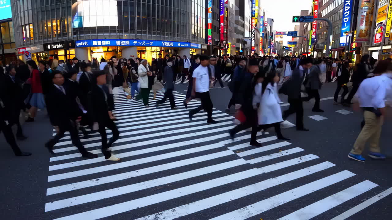 People crossing a busy urban street at night