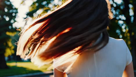 woman in a park at sunset
