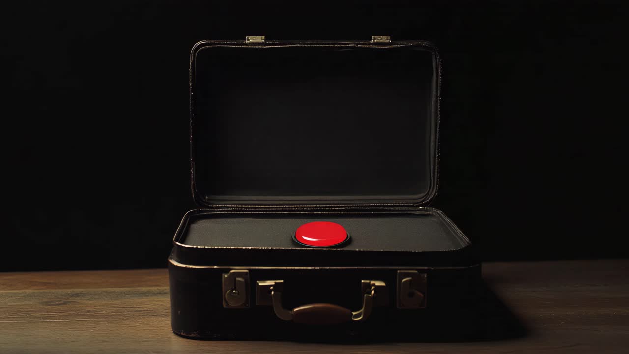 Vintage Suitcase with a Red Button