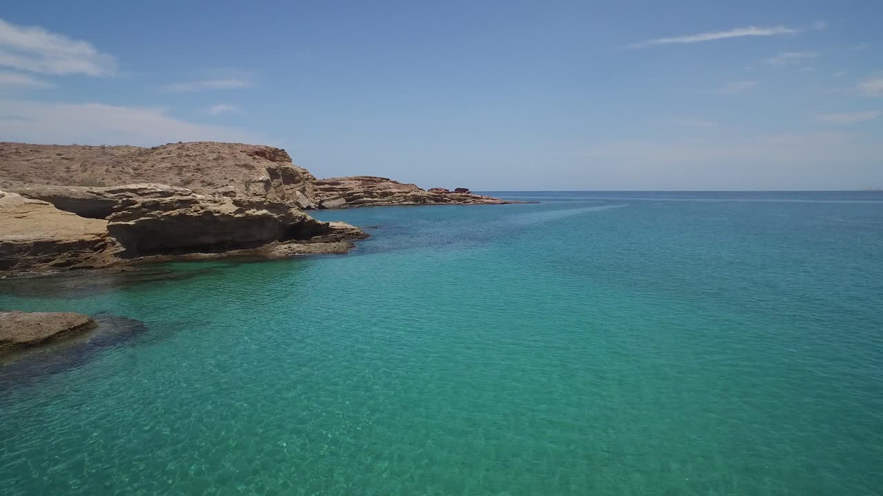Aerial shot of stunning rock formations in Punta Colorada, Sea of Cortez