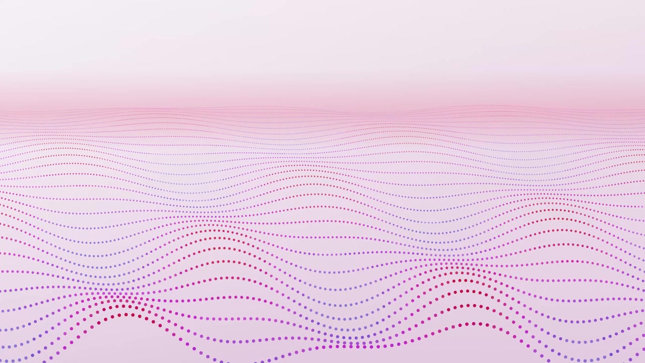 Pink dotted particle waves undulate gently across a soft white horizon in a looping animation.